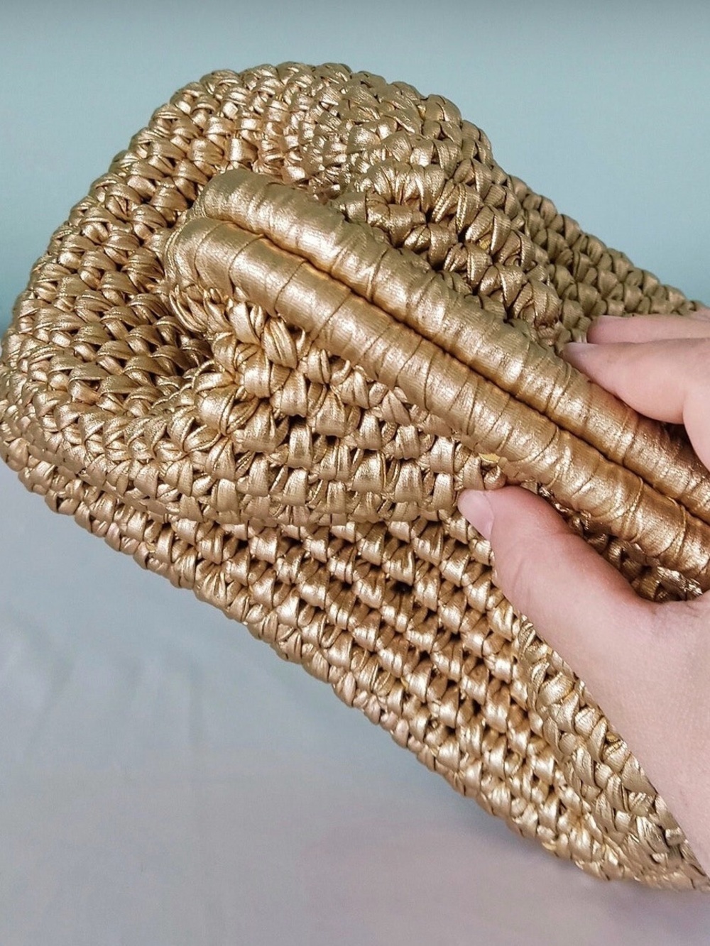 Gold Woven Top-Handle Women’s Bag - Picture 8 of 14